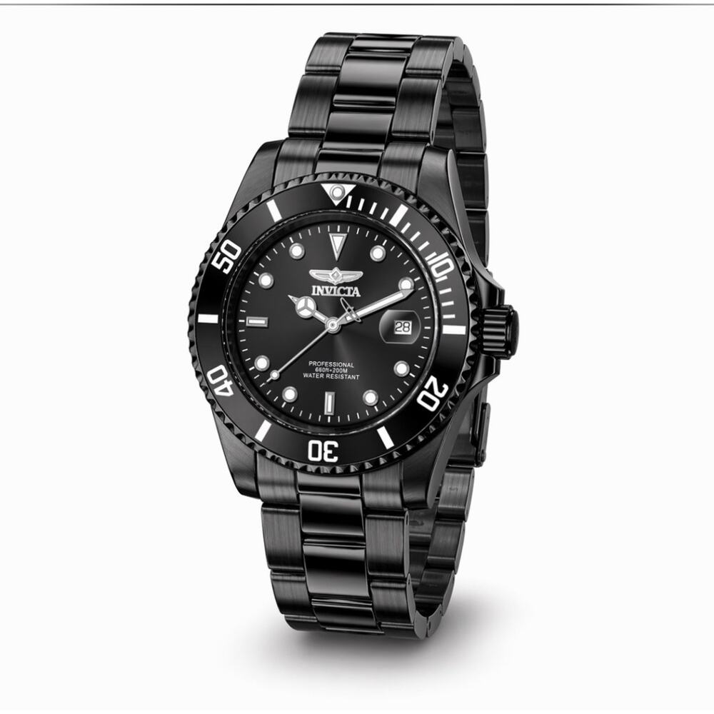 Invicta Pro Diver Novalix Men's Black Dial Wristwatch Black Metal Band 50570